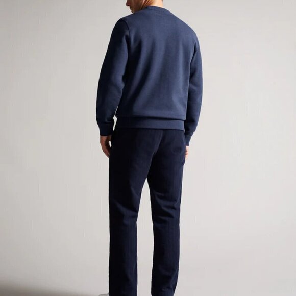 TED BAKER WELLOE Round Neck Chest Logo Cotton Navy Blue Varsity Sweatshirt Sz M - Picture 6 of 16